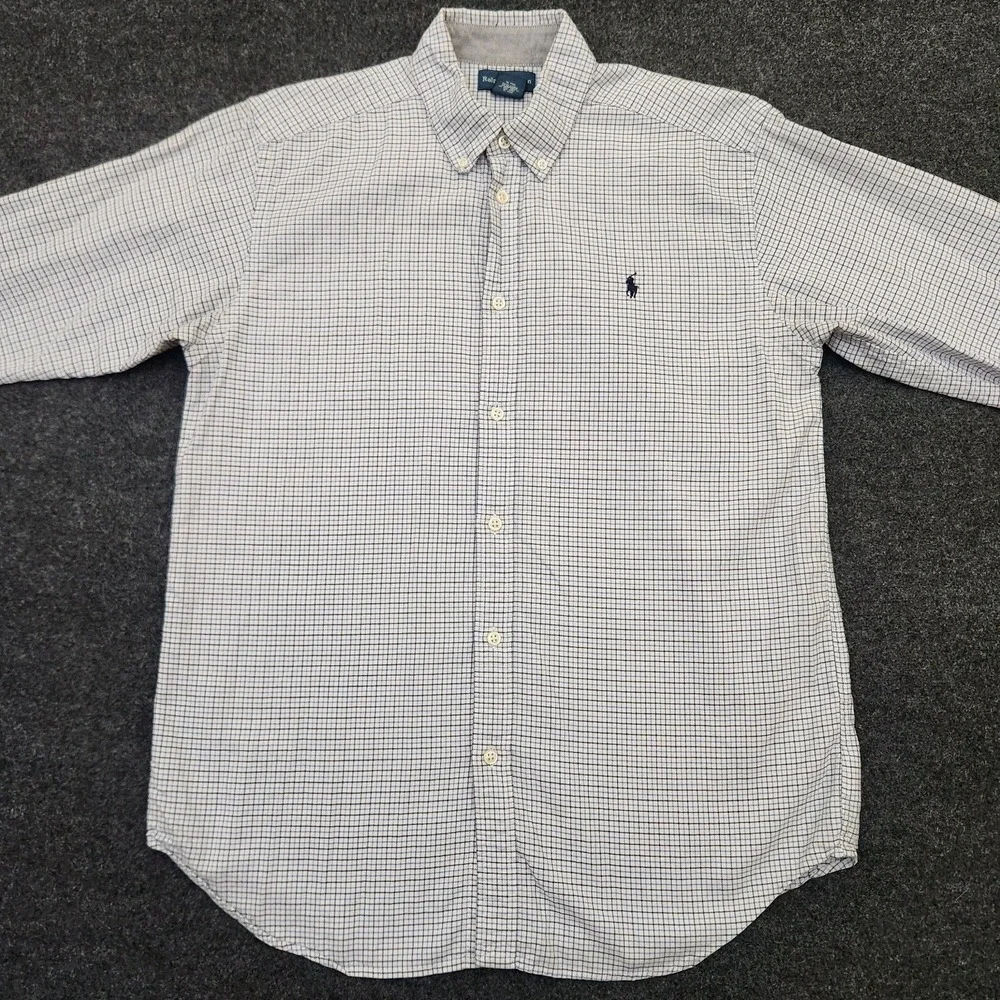 Ralph‎ Lauren Youth XL 18-20 Blue White Check Button Down Shirt Pony Preppy Work